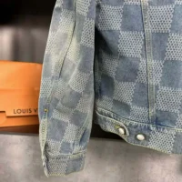 Louis Vuitton Women Damier Washed Denim Jacket-Blue 1AFHUC (1)