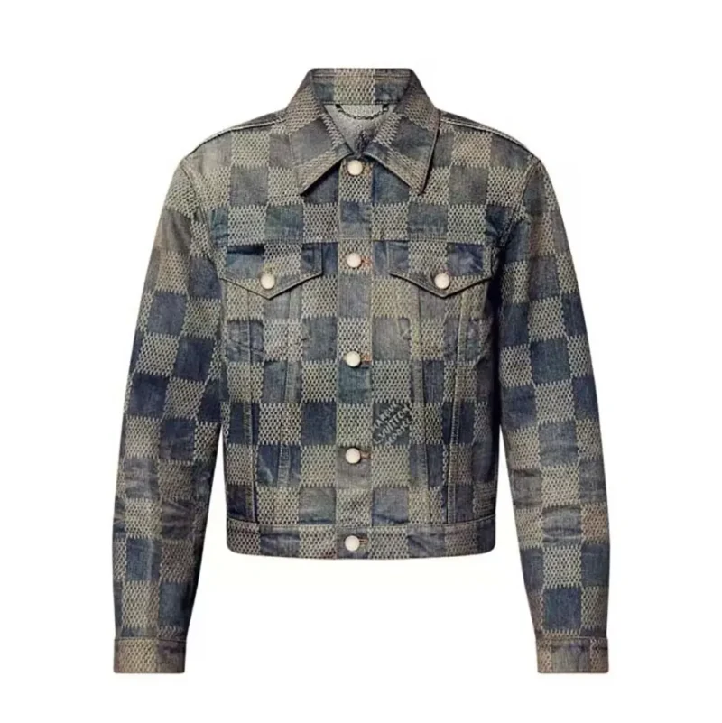 Louis Vuitton Women Damier Washed Denim Jacket-Navy 1AFWW4