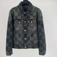 Louis Vuitton Women Damier Washed Denim Jacket-Navy 1AFWW4 (1)