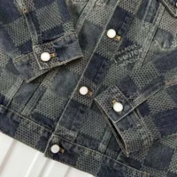 Louis Vuitton Women Damier Washed Denim Jacket-Navy 1AFWW4 (1)