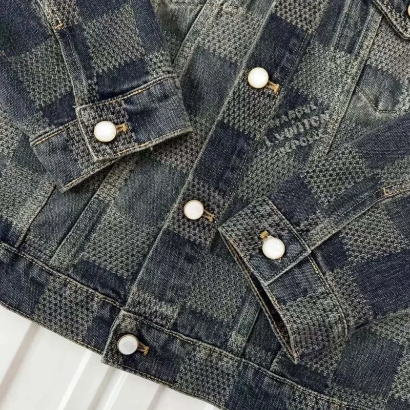 Louis Vuitton Women Damier Washed Denim Jacket-Navy 1AFWW4