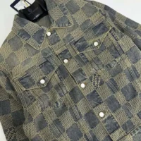 Louis Vuitton Women Damier Washed Denim Jacket-Navy 1AFWW4 (1)