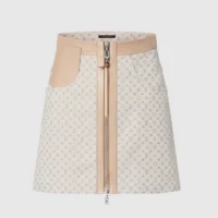 Louis Vuitton Women Leather Accent Mini Monogram Skirt 1AGGQD (1)