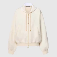 Louis Vuitton Women Monogram Accent Knit Hoodie-Milky White 1AGCHQ