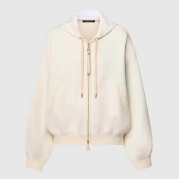 Louis Vuitton Women Monogram Accent Knit Hoodie-Milky White 1AGCHQ