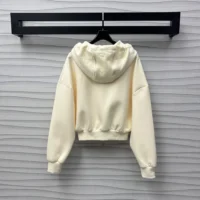 Louis Vuitton Women Monogram Accent Knit Hoodie-Milky White 1AGCHQ (1)