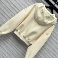 Louis Vuitton Women Monogram Accent Knit Hoodie-Milky White 1AGCHQ (1)