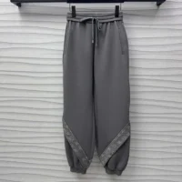 Louis Vuitton Women Monogram Accent Knit Jogging Pants-Grey 1AGCKE (1)