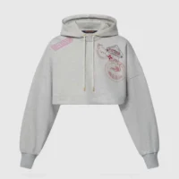 Louis Vuitton Women Travel Stamp Cropped Hoodie 1AGDAG (1)