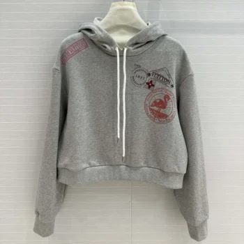 Louis Vuitton Women Travel Stamp Cropped Hoodie 1AGDAG