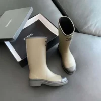 Chanel Women CC Monogram Bicolor Rain Boots Brown Black (1)