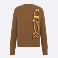 Dior Men DIOR AND LEWIS HAMILTON Sweater Brown Virgin Wool and Cashmere Intarsia