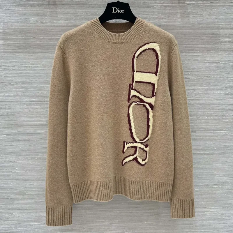 Dior Men DIOR AND LEWIS HAMILTON Sweater Brown Virgin Wool and Cashmere Intarsia