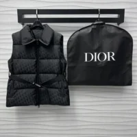 Dior Men DiorAlps Belted Puffer Vest Black Quilted Technical Taffeta Jacquard (1)