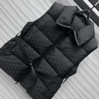 Dior Men DiorAlps Belted Puffer Vest Black Quilted Technical Taffeta Jacquard (1)