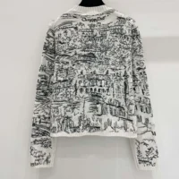 Dior Men Embroidered Sweater White and Black Cashmere Knit with Paris Allover Motif (1)