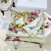 Dior Unisex Dior 4 Saisons Été Soleil 90 Square Scarf Ecru Multicolor Silk Twill (1)