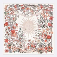 Dior Unisex Dior 4 Saisons Printemps Soleil 90 Square Scarf Ecru Multicolor Silk Twill (1)