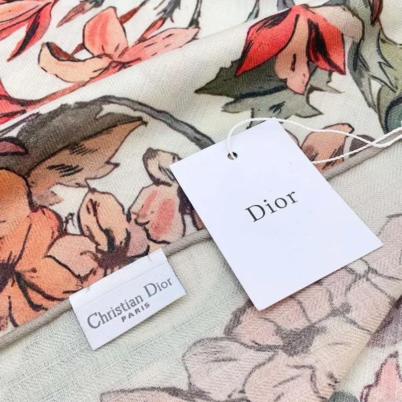 Dior Unisex Dior 4 Saisons Printemps Soleil 90 Square Scarf Ecru Multicolor Silk Twill