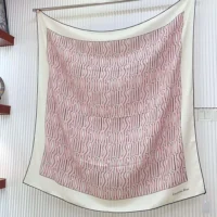 Dior Unisex Miss Dior Allover 90 Square Scarf White and Pale Pink Silk Twill (1)