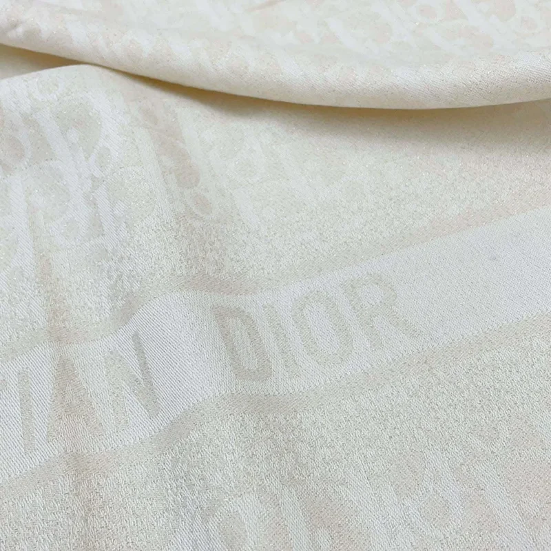 Dior Unisex Oblique Shawl White Wool Silk and Cashmere