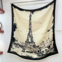 Dior Unisex Paris 90 Square Scarf Ecru and Black Silk Twill (1)