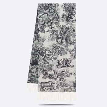 Dior Unisex Toile de Jouy Sauvage Scarf Navy Blue Cashmere and Wool