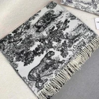 Dior Unisex Toile de Jouy Sauvage Scarf Navy Blue Cashmere and Wool (1)