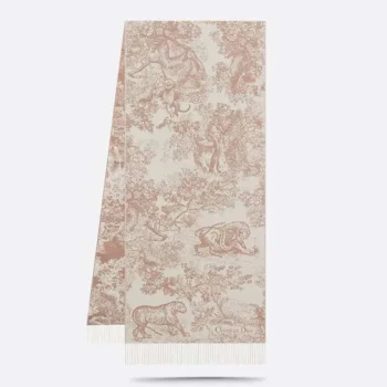 Dior Unisex Toile de Jouy Sauvage Scarf Rose Des Vents Cashmere and Wool