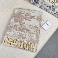 Dior Unisex Toile de Jouy Sauvage Scarf Rose Des Vents Cashmere and Wool (1)