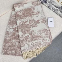 Dior Unisex Toile de Jouy Sauvage Scarf Rose Des Vents Cashmere and Wool (1)