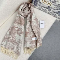 Dior Unisex Toile de Jouy Sauvage Scarf Rose Des Vents Cashmere and Wool (1)