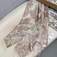 Dior Unisex Toile de Jouy Sauvage Scarf Rose Des Vents Cashmere and Wool (1)