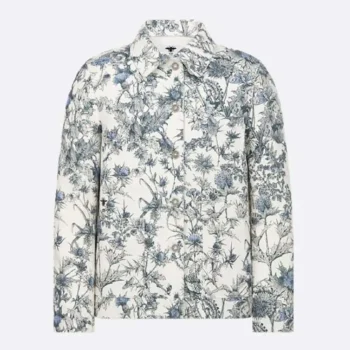 Caro Jacket White Cotton Denim with Blue Dior Chardons Motif