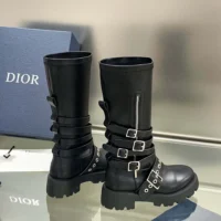 Dior Women D-Fight Ankle Boot Black Calfskin and Leather-Effect Stretch Material (1)