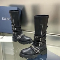 Dior Women D-Fight Ankle Boot Black Calfskin and Leather-Effect Stretch Material (1)