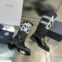 Dior Women D-Major Boot Black Technical Fabric with White Miss Dior Graffiti Print (1)