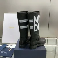 Dior Women D-Major Boot Black Technical Fabric with White Miss Dior Graffiti Print (1)