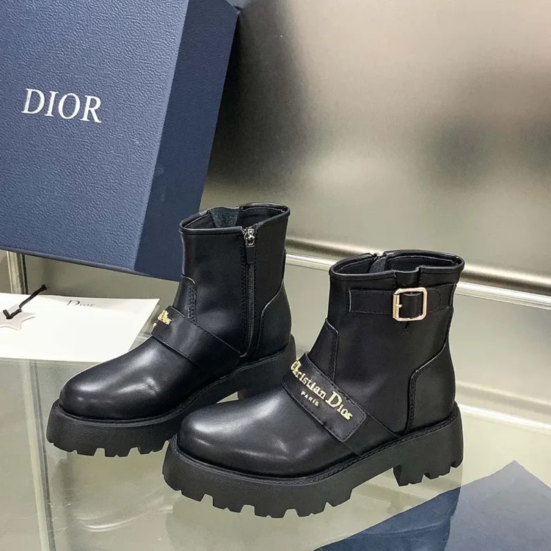 Dior Women D-Quest Ankle Boot Black Calfskin