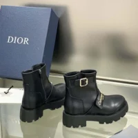 Dior Women D-Quest Ankle Boot Black Calfskin (1)