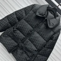 Dior Women DiorAlps Belted Puffer Jacket Black Quilted Technical Taffeta Jacquard (1)