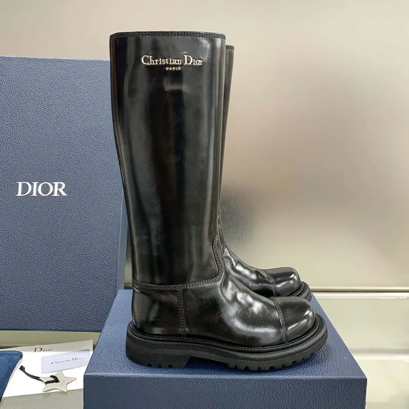 Dior Women Diorebel Boot Black Brushed Calfskin