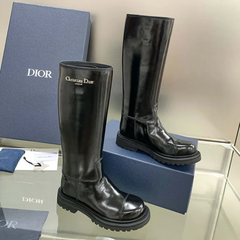 Dior Women Diorebel Boot Black Brushed Calfskin