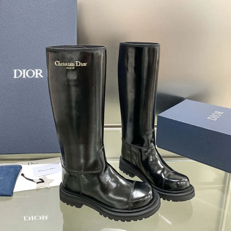 Dior Women Diorebel Boot Black Brushed Calfskin