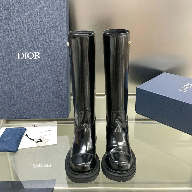 Dior Women Diorebel Boot Black Brushed Calfskin