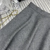 Dior Women Flared Mid-Length Skirt Gray Virgin Wool Tweed (1)