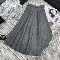 Dior Women Flared Mid-Length Skirt Gray Virgin Wool Tweed (1)