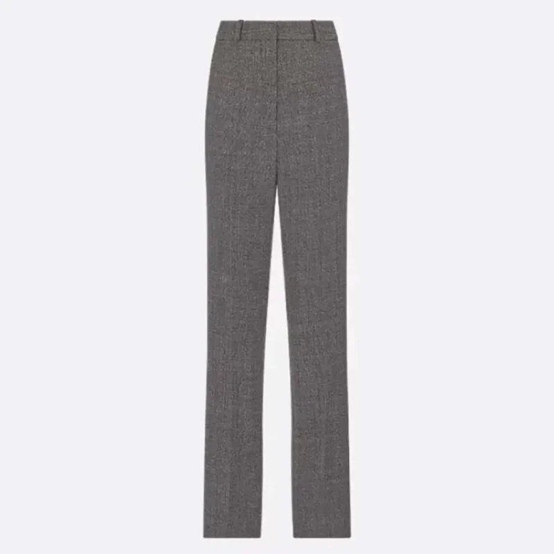 Dior Women Pants Gray Virgin Wool Tweed