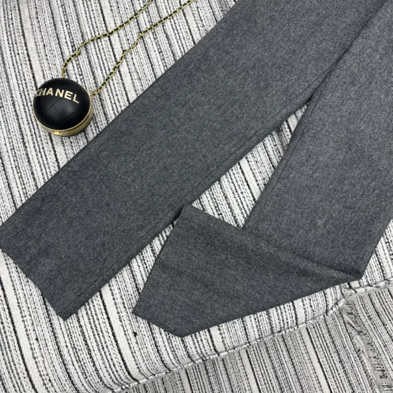 Dior Women Pants Gray Virgin Wool Tweed