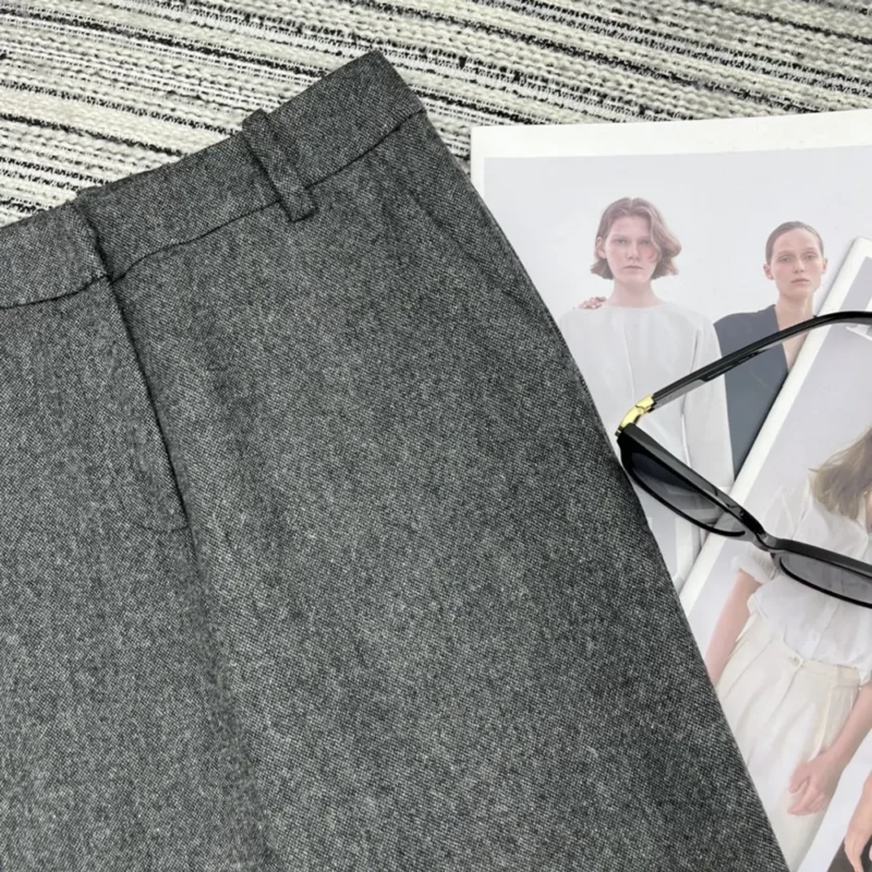 Dior Women Pants Gray Virgin Wool Tweed